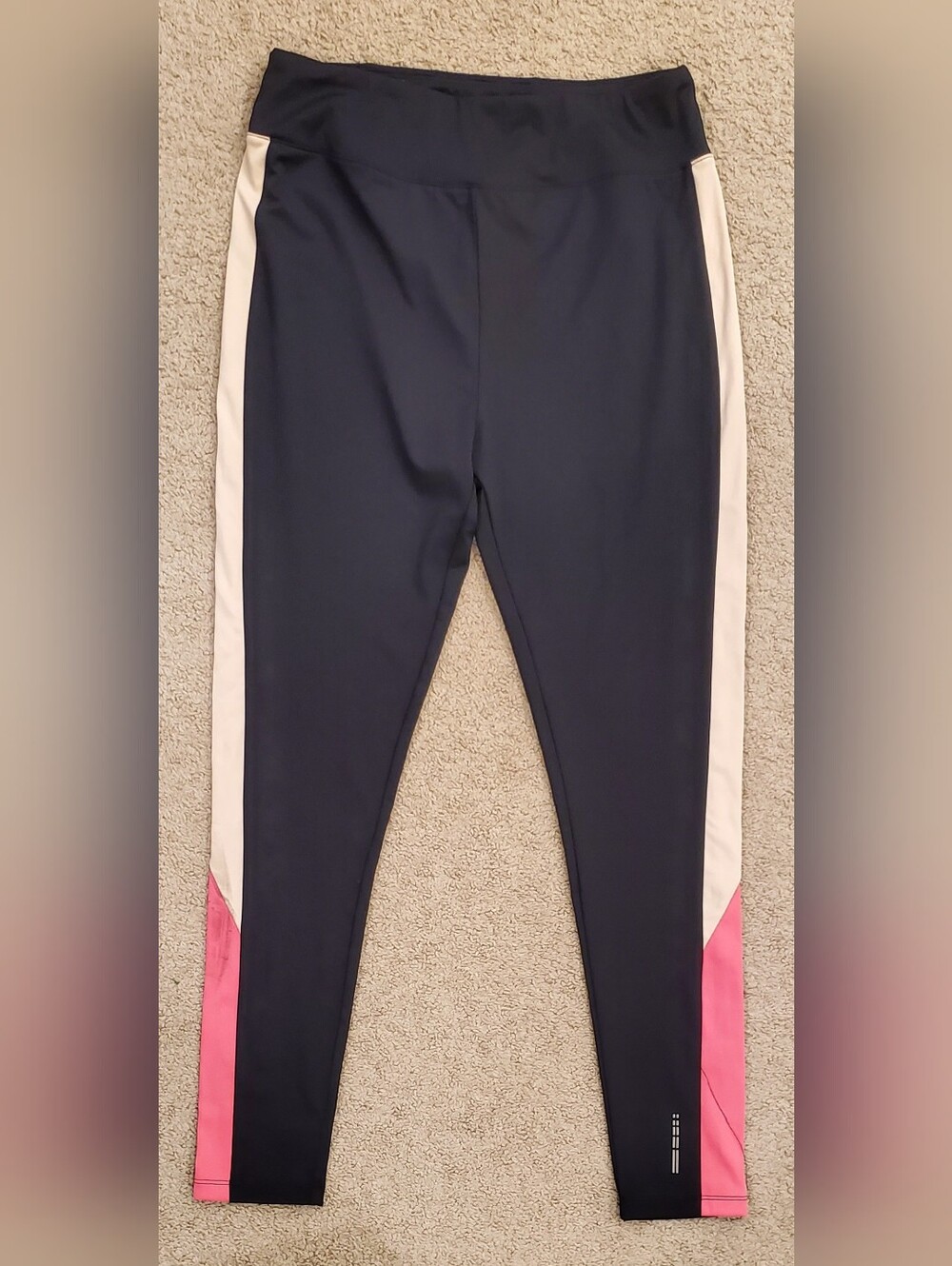 High-Rise Black Leggings with Cream and Pink Side Panels
